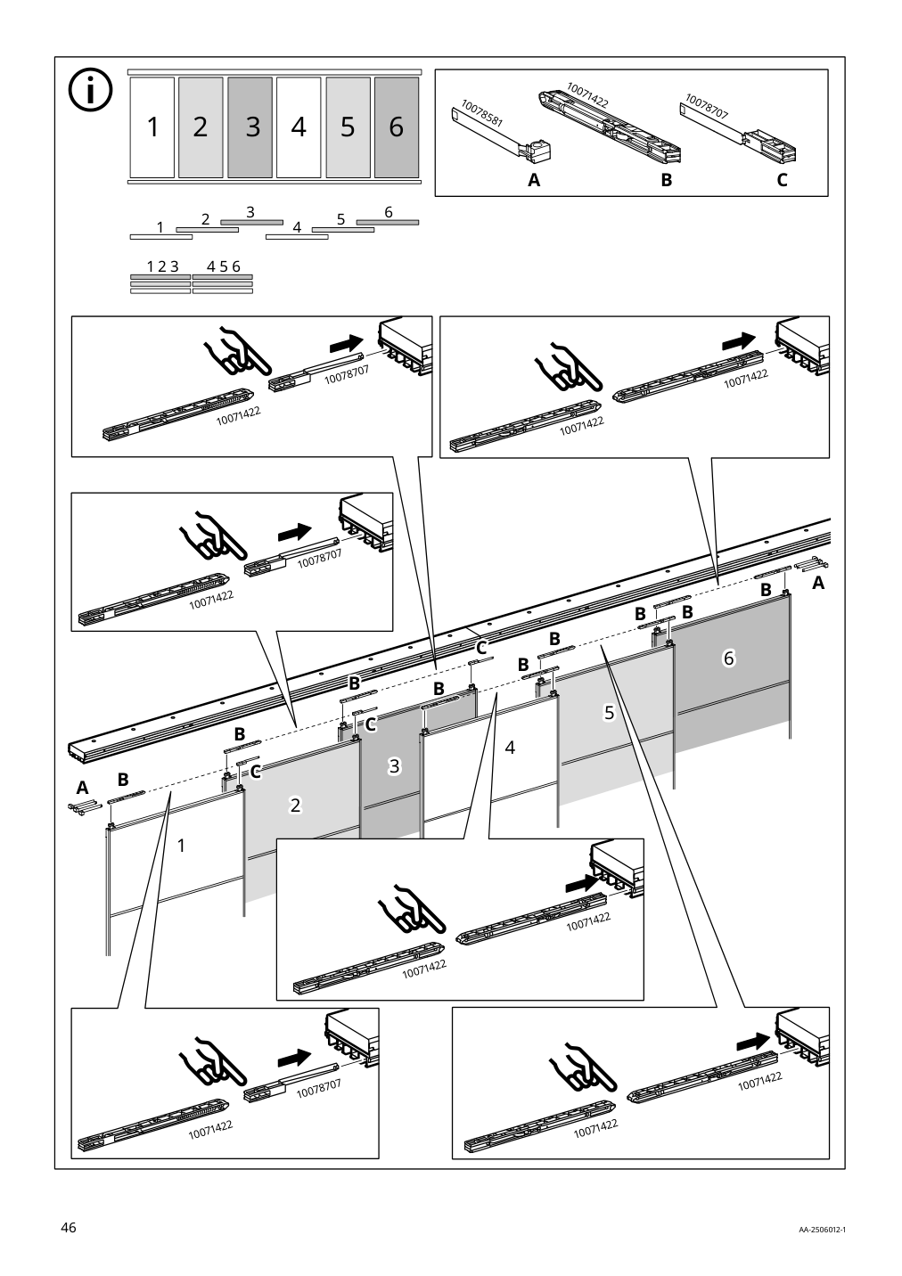 Assembly instructions for IKEA Skytta hardware pack f triple track rail | Page 46 - IKEA SKYTTA / AURDAL walk-in wardrobe with sliding doors 595.525.65