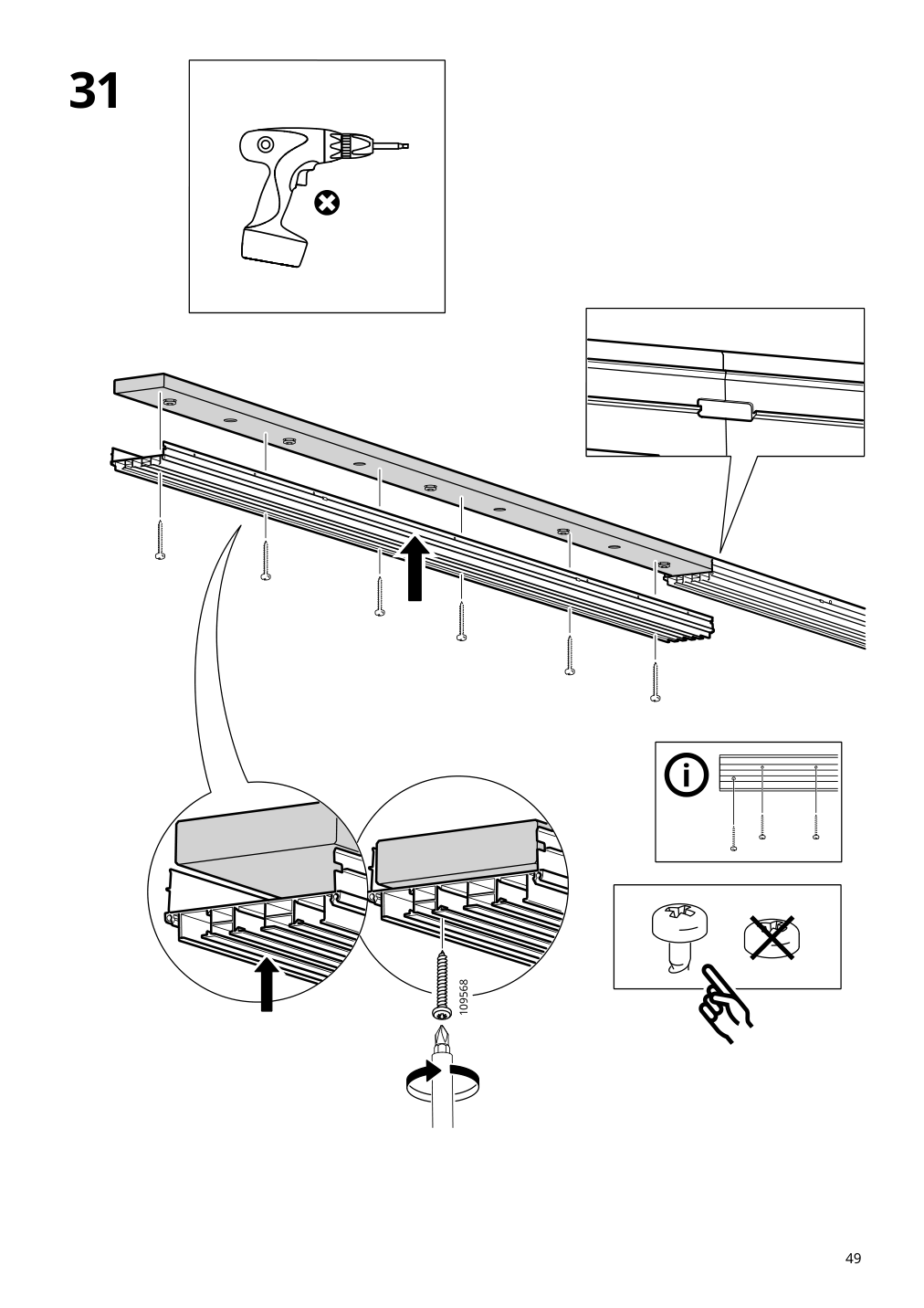 Assembly instructions for IKEA Skytta hardware pack f triple track rail | Page 49 - IKEA SKYTTA / AURDAL walk-in wardrobe with sliding doors 595.525.65