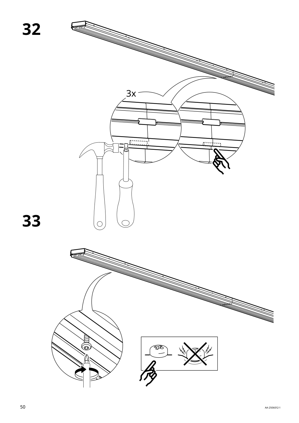 Assembly instructions for IKEA Skytta hardware pack f triple track rail | Page 50 - IKEA SKYTTA / AURDAL walk-in wardrobe with sliding doors 295.212.50