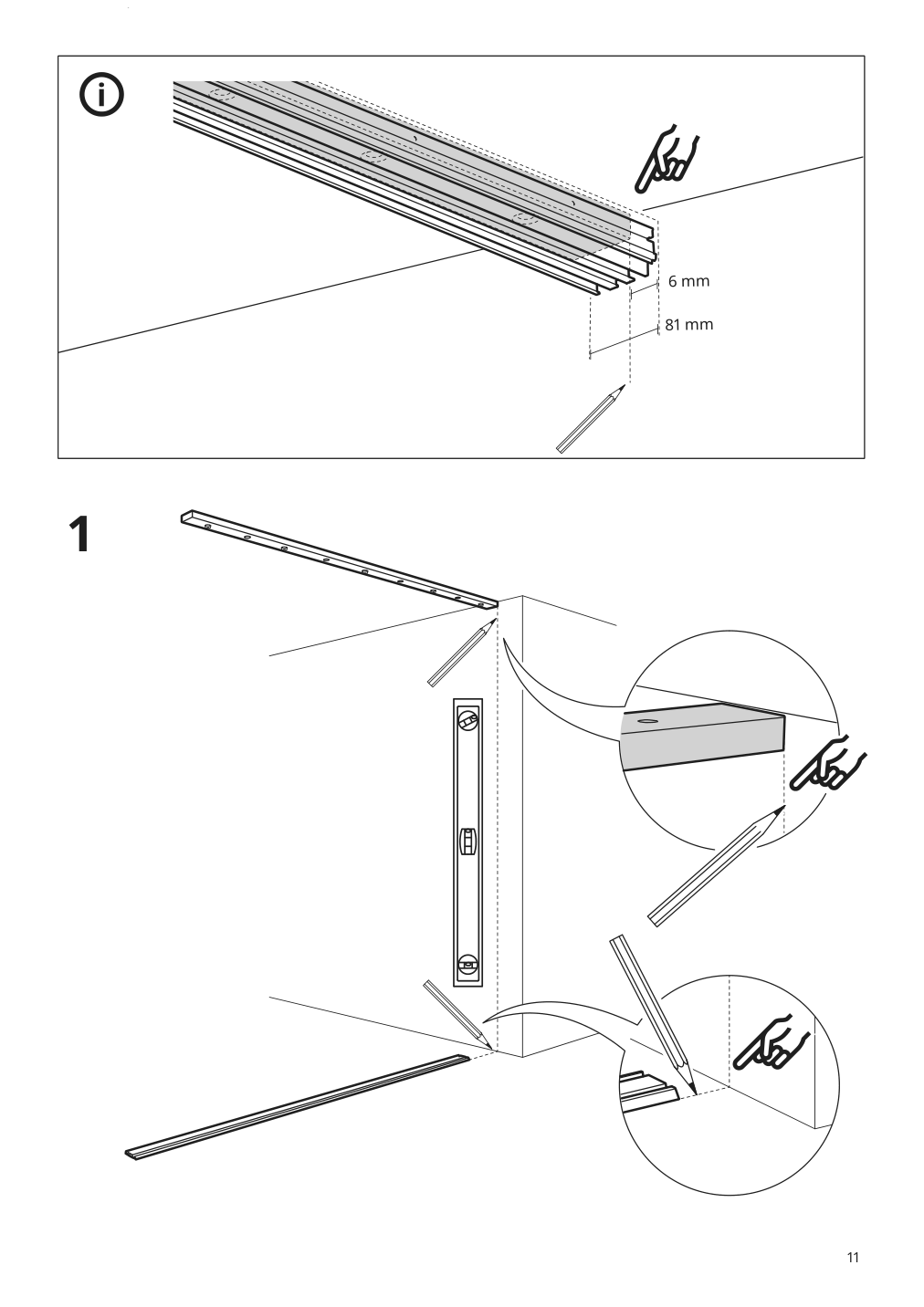 Assembly instructions for IKEA Skytta hardware pack for double track rail | Page 11 - IKEA SKYTTA / MEHAMN/AULI sliding door 095.001.64