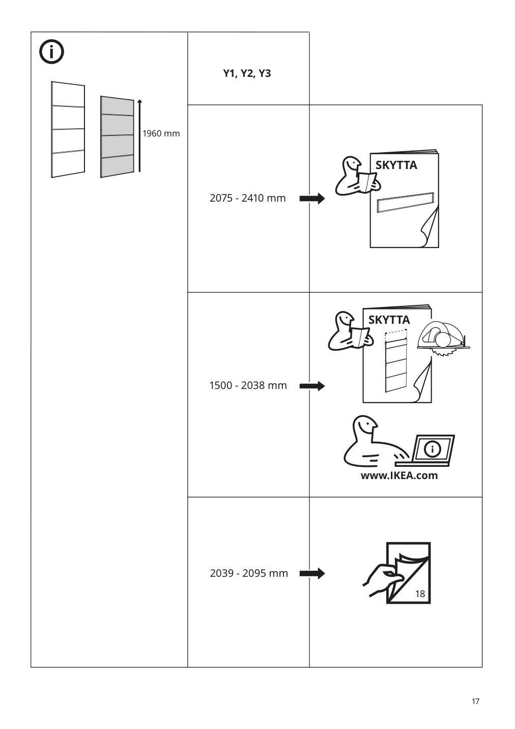 Assembly instructions for IKEA Skytta hardware pack for double track rail | Page 17 - IKEA SKYTTA / AURDAL walk-in wardrobe with sliding doors 495.212.49