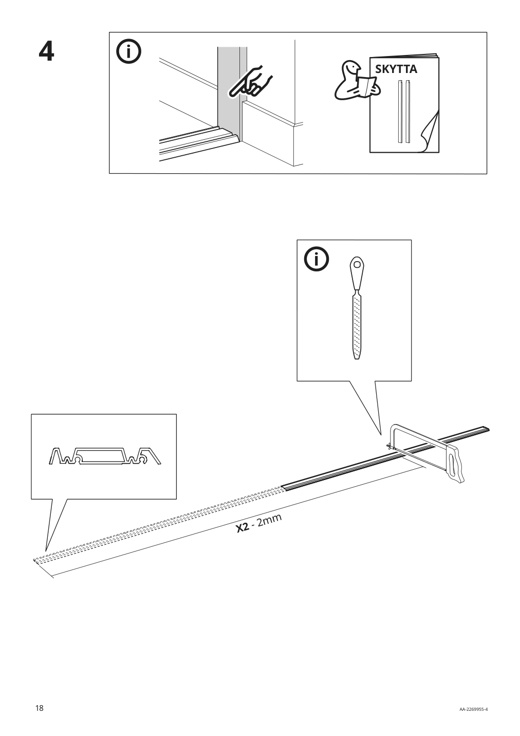 Assembly instructions for IKEA Skytta hardware pack for double track rail | Page 18 - IKEA SKYTTA / MEHAMN/AULI sliding door 095.001.64