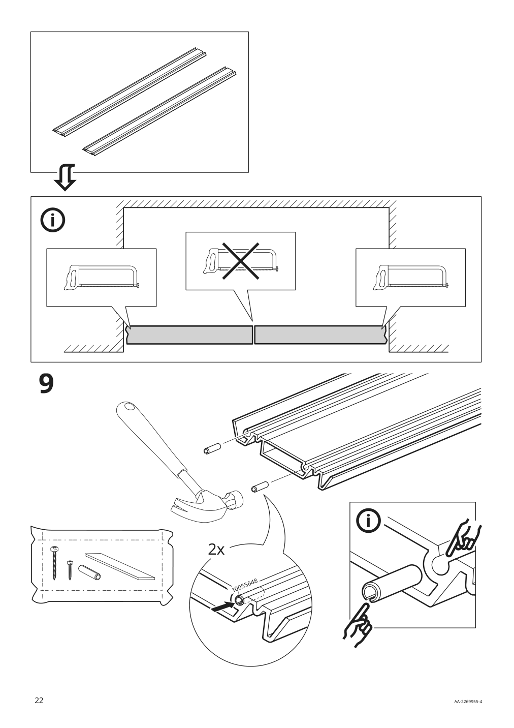 Assembly instructions for IKEA Skytta hardware pack for double track rail | Page 22 - IKEA SKYTTA / AURDAL walk-in wardrobe with sliding doors 495.212.49