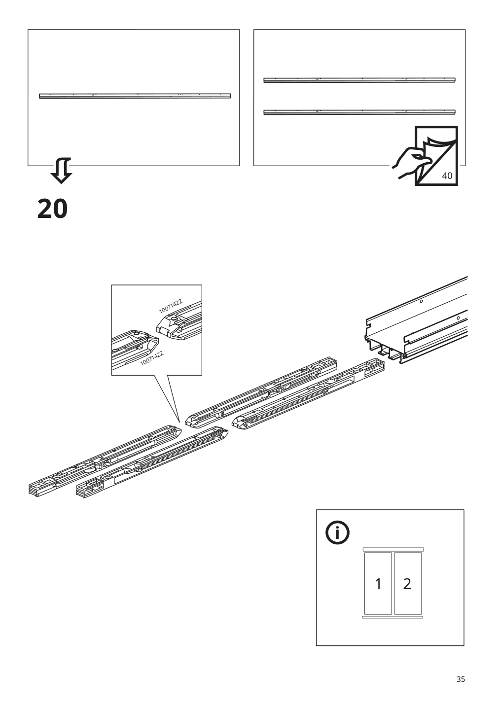 Assembly instructions for IKEA Skytta hardware pack for double track rail | Page 35 - IKEA SKYTTA / AURDAL walk-in wardrobe with sliding doors 495.212.49