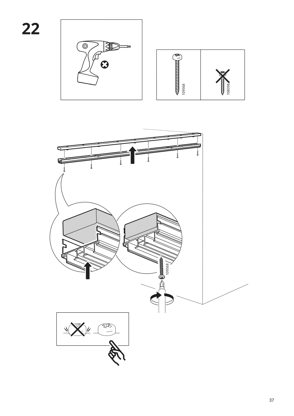 Assembly instructions for IKEA Skytta hardware pack for double track rail | Page 37 - IKEA SKYTTA / MEHAMN/AULI sliding door 095.001.64