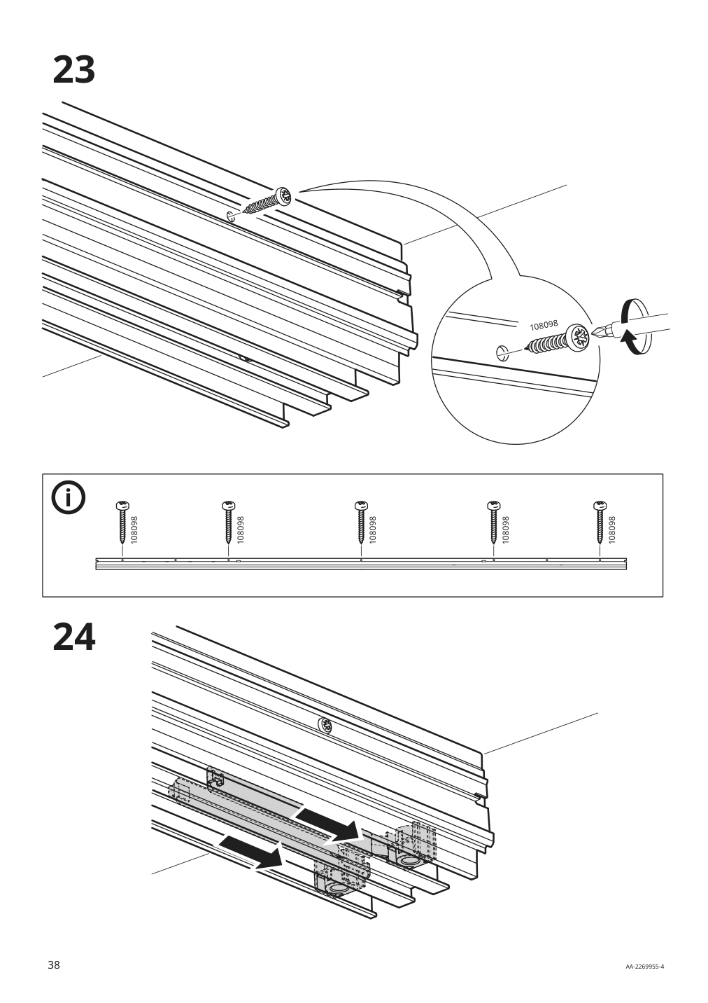 Assembly instructions for IKEA Skytta hardware pack for double track rail | Page 38 - IKEA SKYTTA / AURDAL walk-in wardrobe with sliding doors 495.212.49