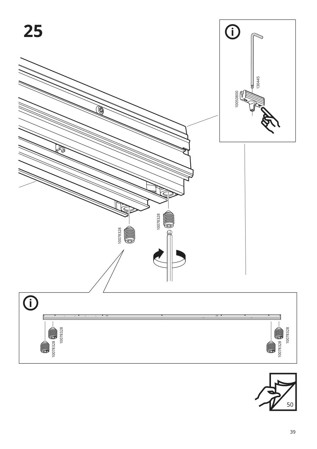 Assembly instructions for IKEA Skytta hardware pack for double track rail | Page 39 - IKEA SKYTTA / AURDAL walk-in wardrobe with sliding doors 495.212.49