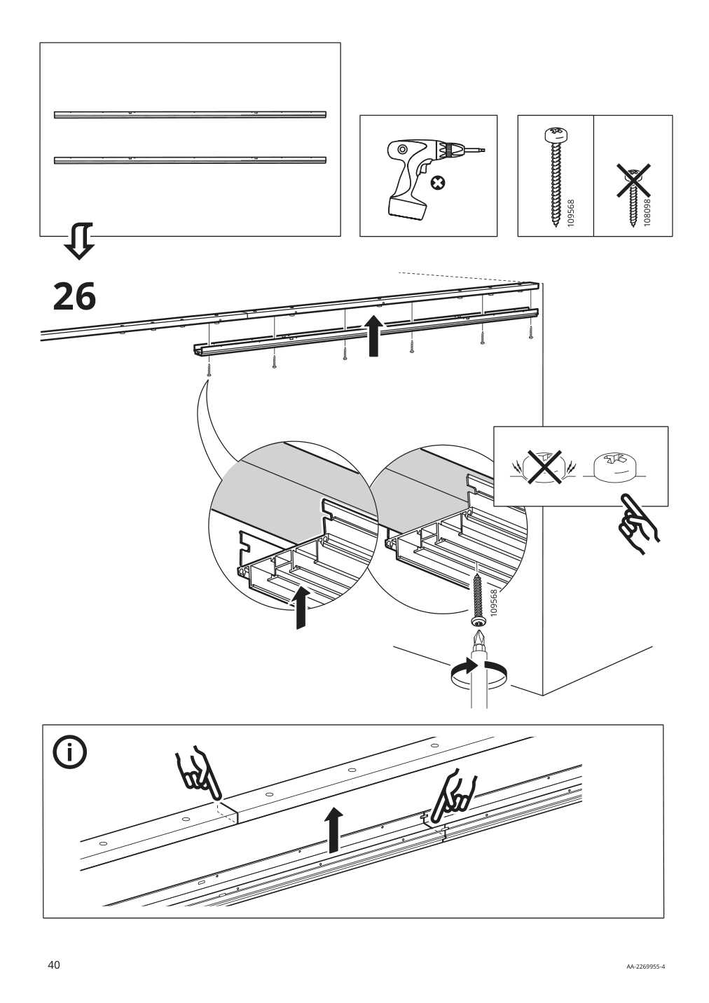 Assembly instructions for IKEA Skytta hardware pack for double track rail | Page 40 - IKEA SKYTTA / MEHAMN/AULI sliding door 095.001.64