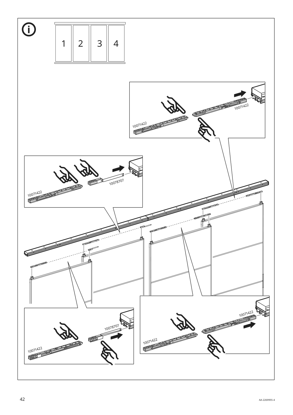 Assembly instructions for IKEA Skytta hardware pack for double track rail | Page 42 - IKEA SKYTTA / MEHAMN/AULI sliding door 095.001.64