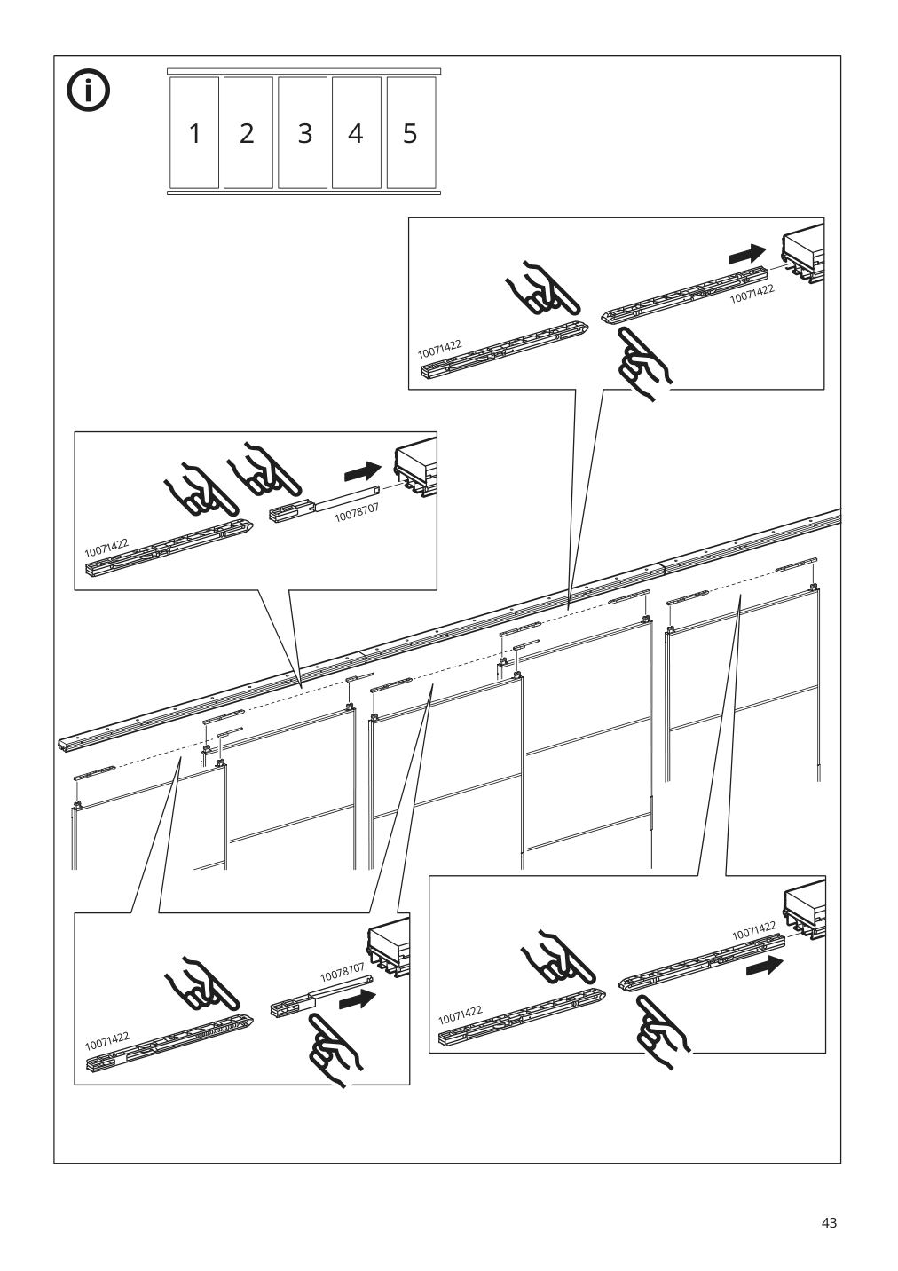 Assembly instructions for IKEA Skytta hardware pack for double track rail | Page 43 - IKEA SKYTTA / MEHAMN/AULI sliding door 095.001.64