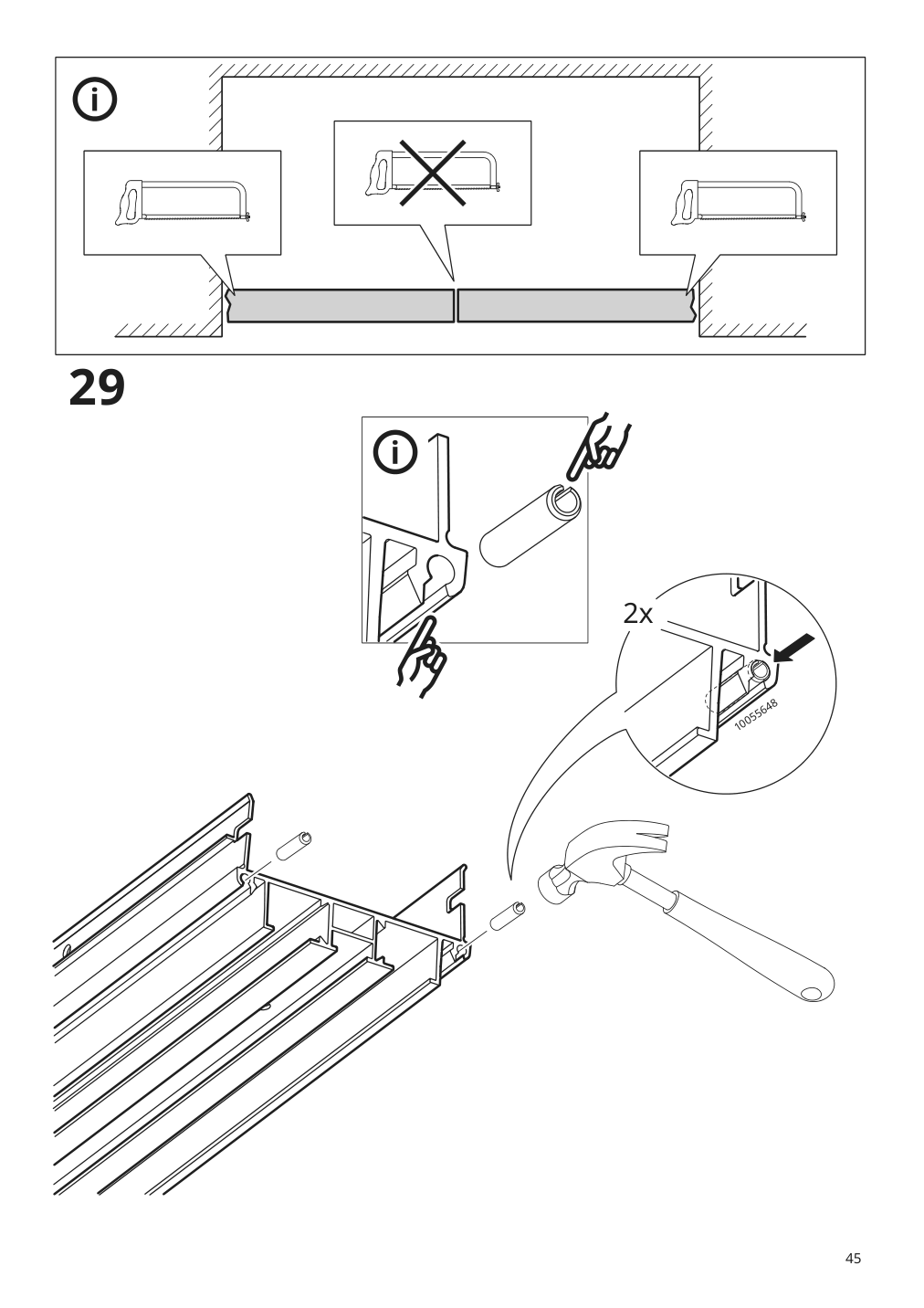 Assembly instructions for IKEA Skytta hardware pack for double track rail | Page 45 - IKEA SKYTTA / AURDAL walk-in wardrobe with sliding doors 495.212.49