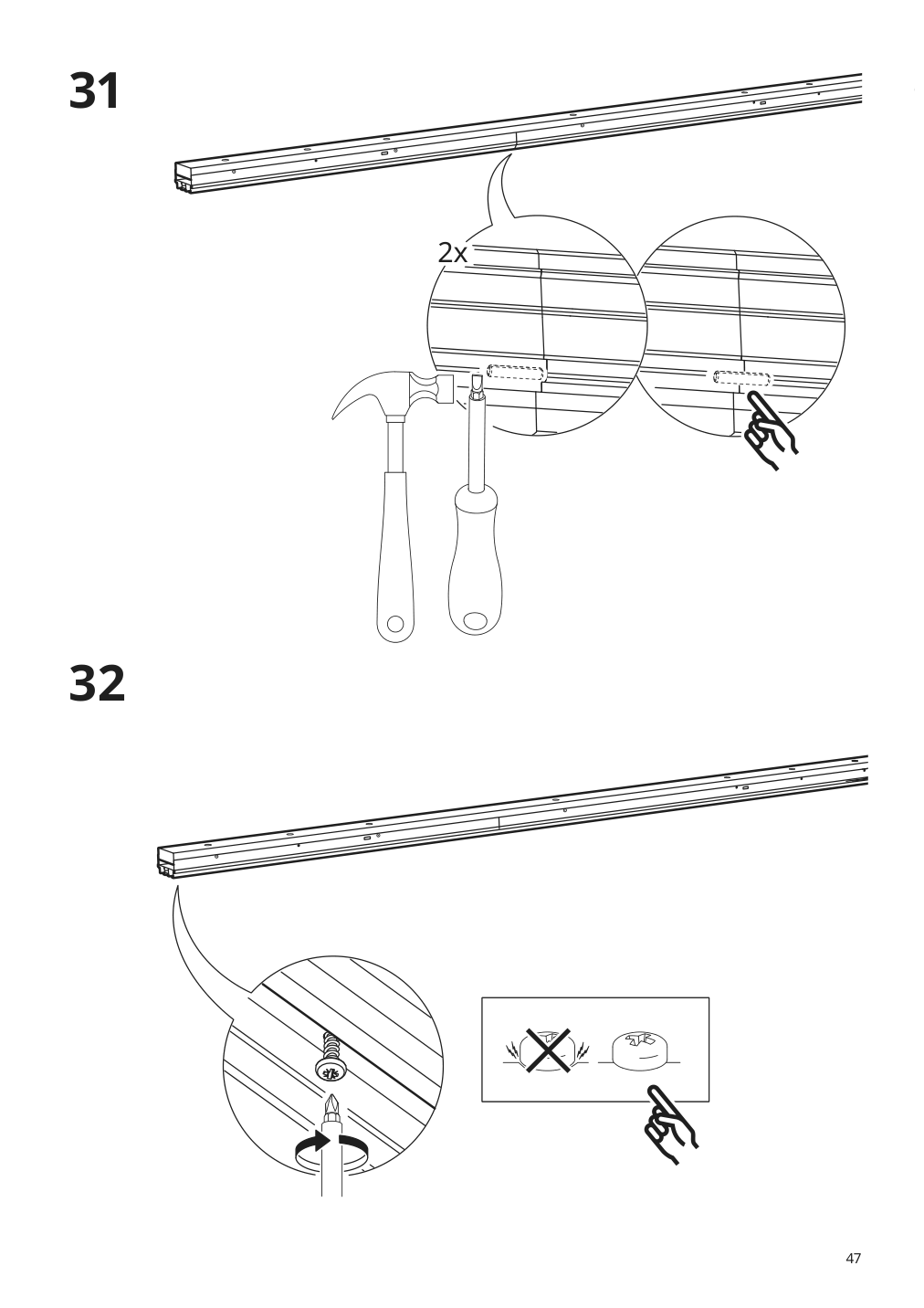 Assembly instructions for IKEA Skytta hardware pack for double track rail | Page 47 - IKEA SKYTTA / MEHAMN/AULI sliding door 095.001.64