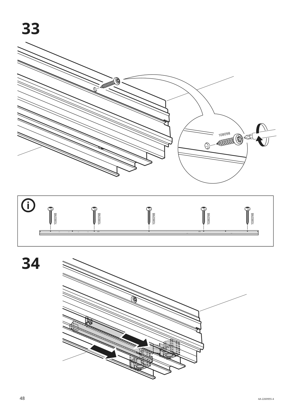 Assembly instructions for IKEA Skytta hardware pack for double track rail | Page 48 - IKEA SKYTTA / AURDAL walk-in wardrobe with sliding doors 495.212.49