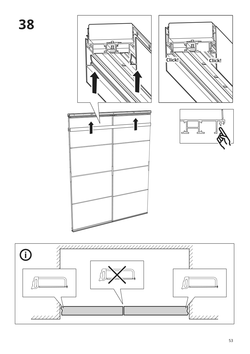 Assembly instructions for IKEA Skytta hardware pack for double track rail | Page 53 - IKEA SKYTTA / MEHAMN/AULI sliding door 095.001.64