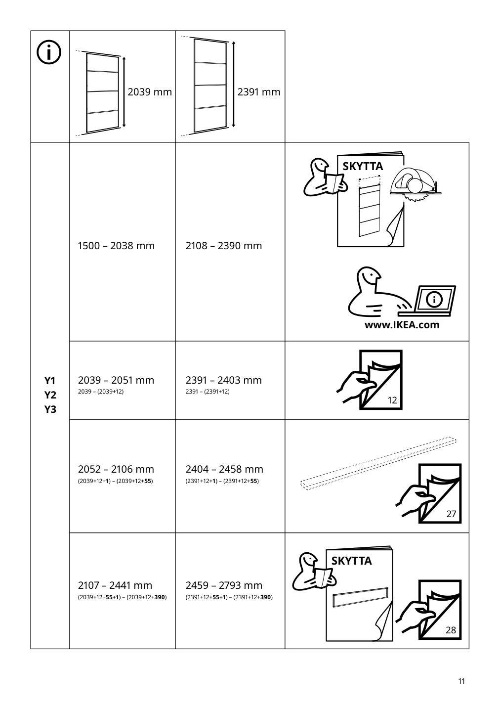 Assembly instructions for IKEA Skytta hardware pack for double track rail | Page 11 - IKEA SKYTTA / AURDAL reach-in wardrobe with sliding door 695.525.36