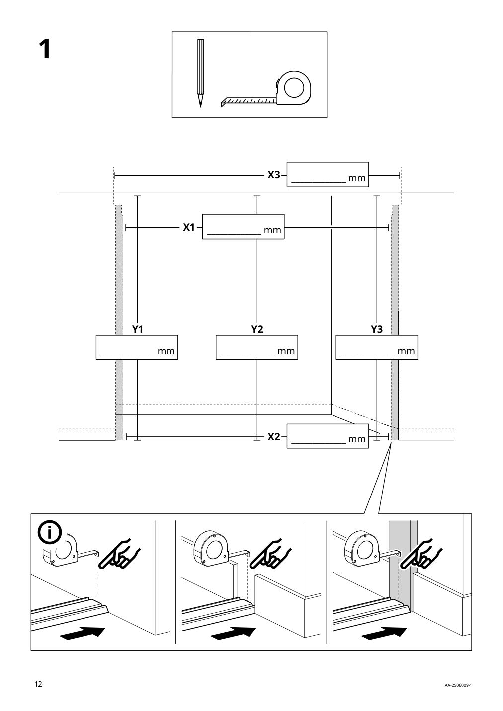 Assembly instructions for IKEA Skytta hardware pack for double track rail | Page 12 - IKEA SKYTTA / AURDAL reach-in wardrobe with sliding door 295.282.18