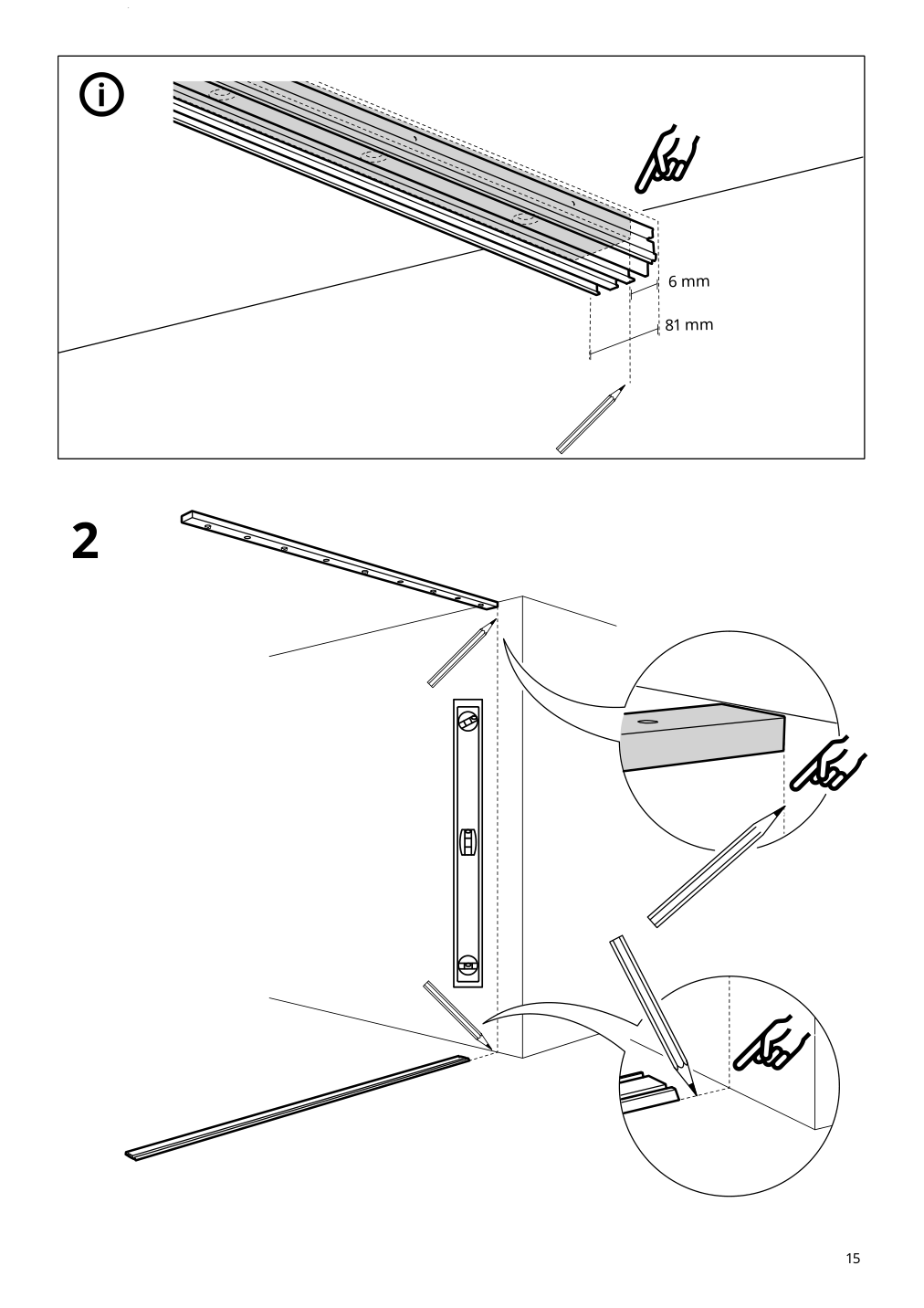 Assembly instructions for IKEA Skytta hardware pack for double track rail | Page 15 - IKEA SKYTTA / AURDAL reach-in wardrobe with sliding door 295.282.18