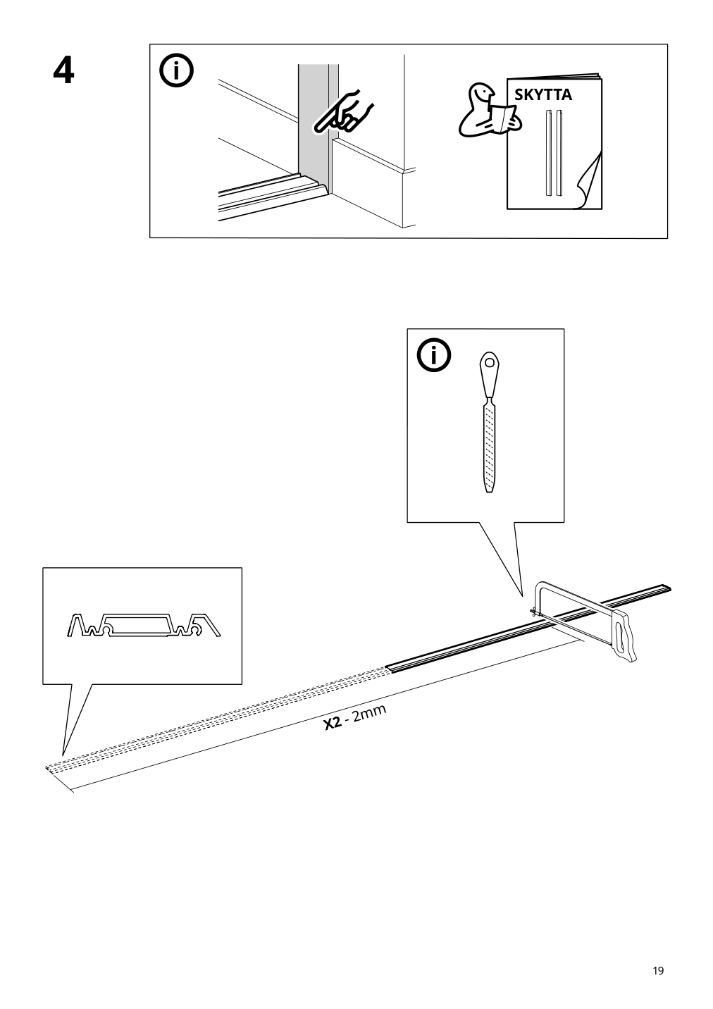 Assembly instructions for IKEA Skytta hardware pack for double track rail | Page 19 - IKEA SKYTTA / AURDAL reach-in wardrobe with sliding door 695.525.36