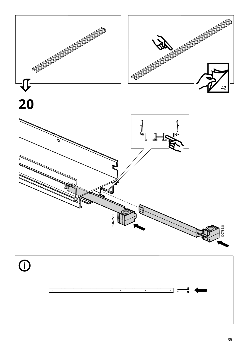 Assembly instructions for IKEA Skytta hardware pack for double track rail | Page 35 - IKEA SKYTTA / BOAXEL reach-in wardrobe with sliding door 395.160.07