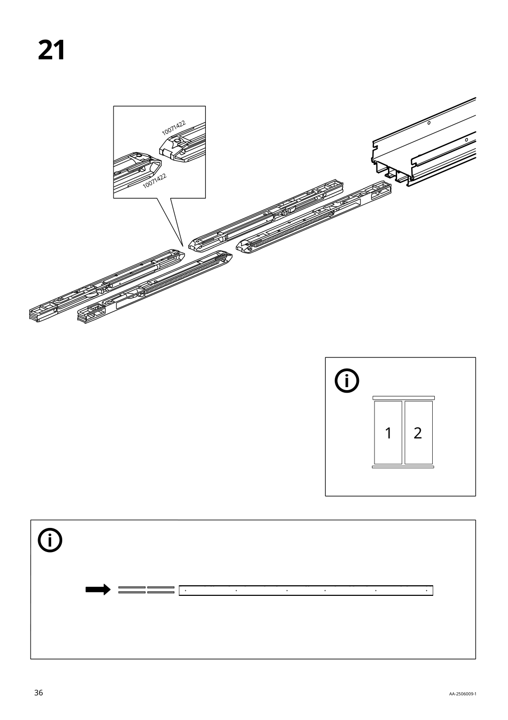 Assembly instructions for IKEA Skytta hardware pack for double track rail | Page 36 - IKEA SKYTTA / BOAXEL reach-in wardrobe with sliding door 395.160.07