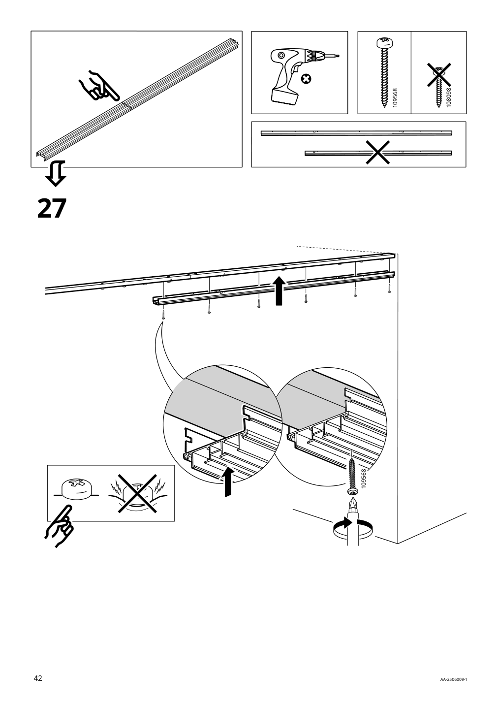 Assembly instructions for IKEA Skytta hardware pack for double track rail | Page 42 - IKEA SKYTTA / AURDAL walk-in wardrobe with sliding doors 795.147.37