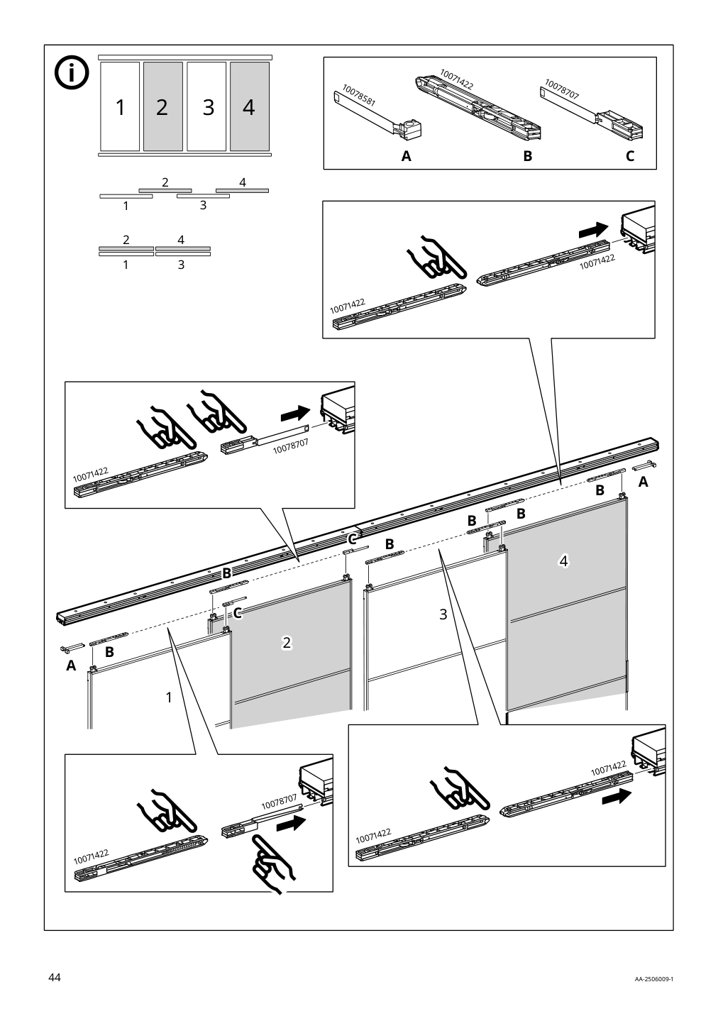 Assembly instructions for IKEA Skytta hardware pack for double track rail | Page 44 - IKEA SKYTTA / AURDAL walk-in wardrobe with sliding doors 795.147.37