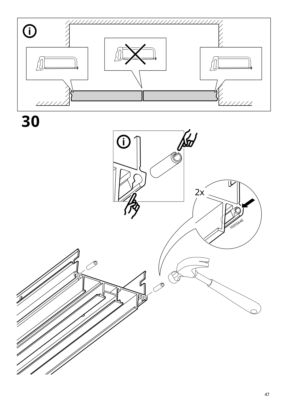 Assembly instructions for IKEA Skytta hardware pack for double track rail | Page 47 - IKEA SKYTTA / BOAXEL reach-in wardrobe with sliding door 395.160.07