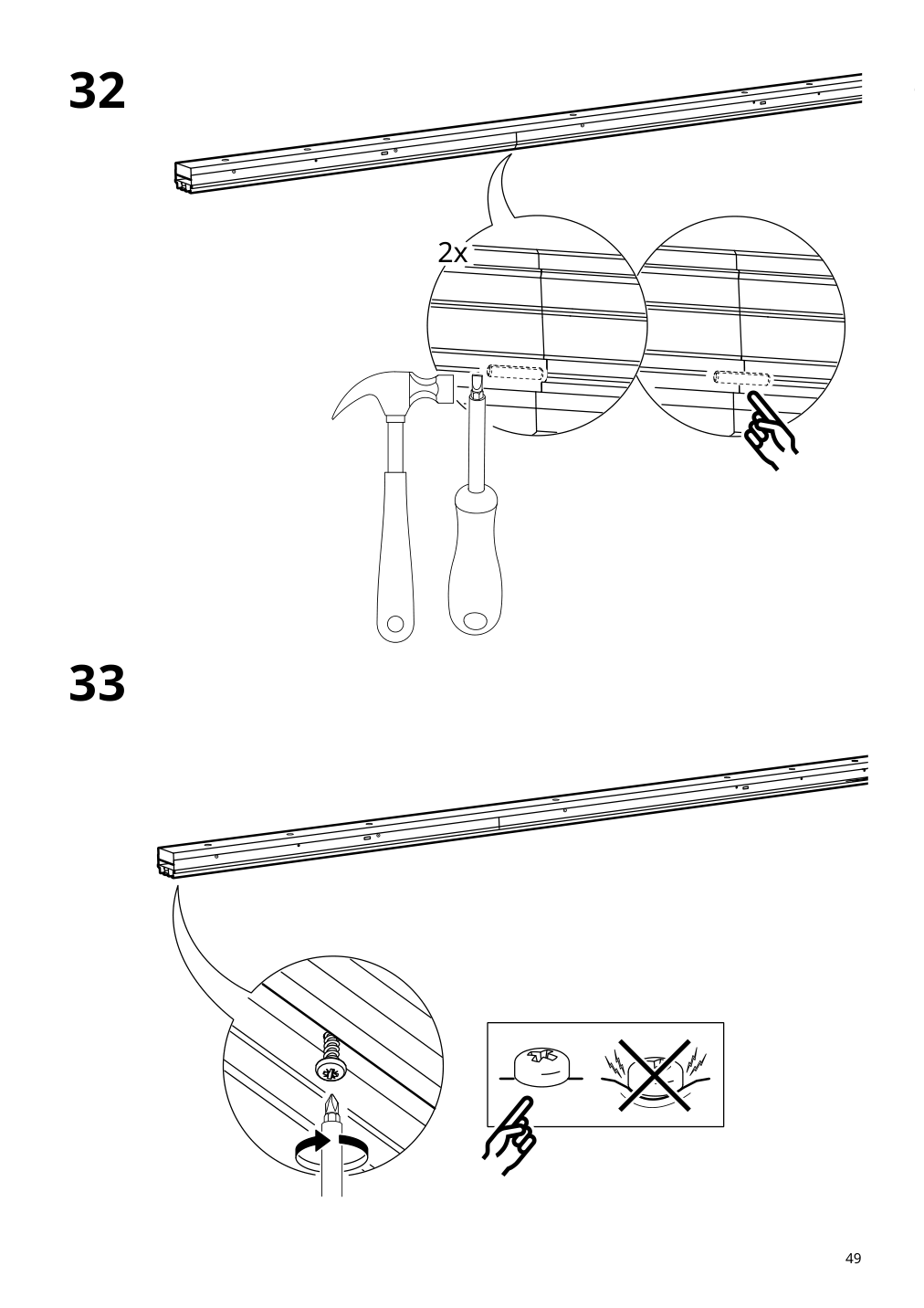 Assembly instructions for IKEA Skytta hardware pack for double track rail | Page 49 - IKEA SKYTTA / AURDAL reach-in wardrobe with sliding door 295.282.18