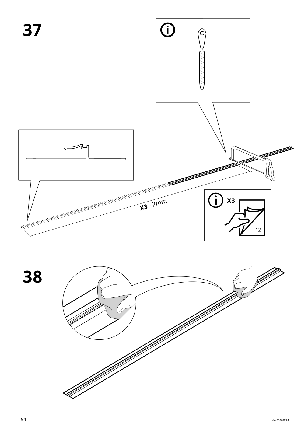 Assembly instructions for IKEA Skytta hardware pack for double track rail | Page 54 - IKEA SKYTTA / AURDAL reach-in wardrobe with sliding door 295.282.18