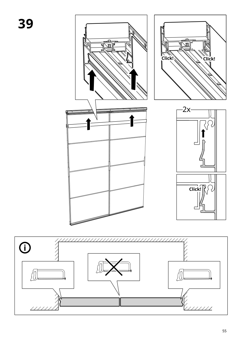 Assembly instructions for IKEA Skytta hardware pack for double track rail | Page 55 - IKEA SKYTTA / AURDAL walk-in wardrobe with sliding doors 795.147.37