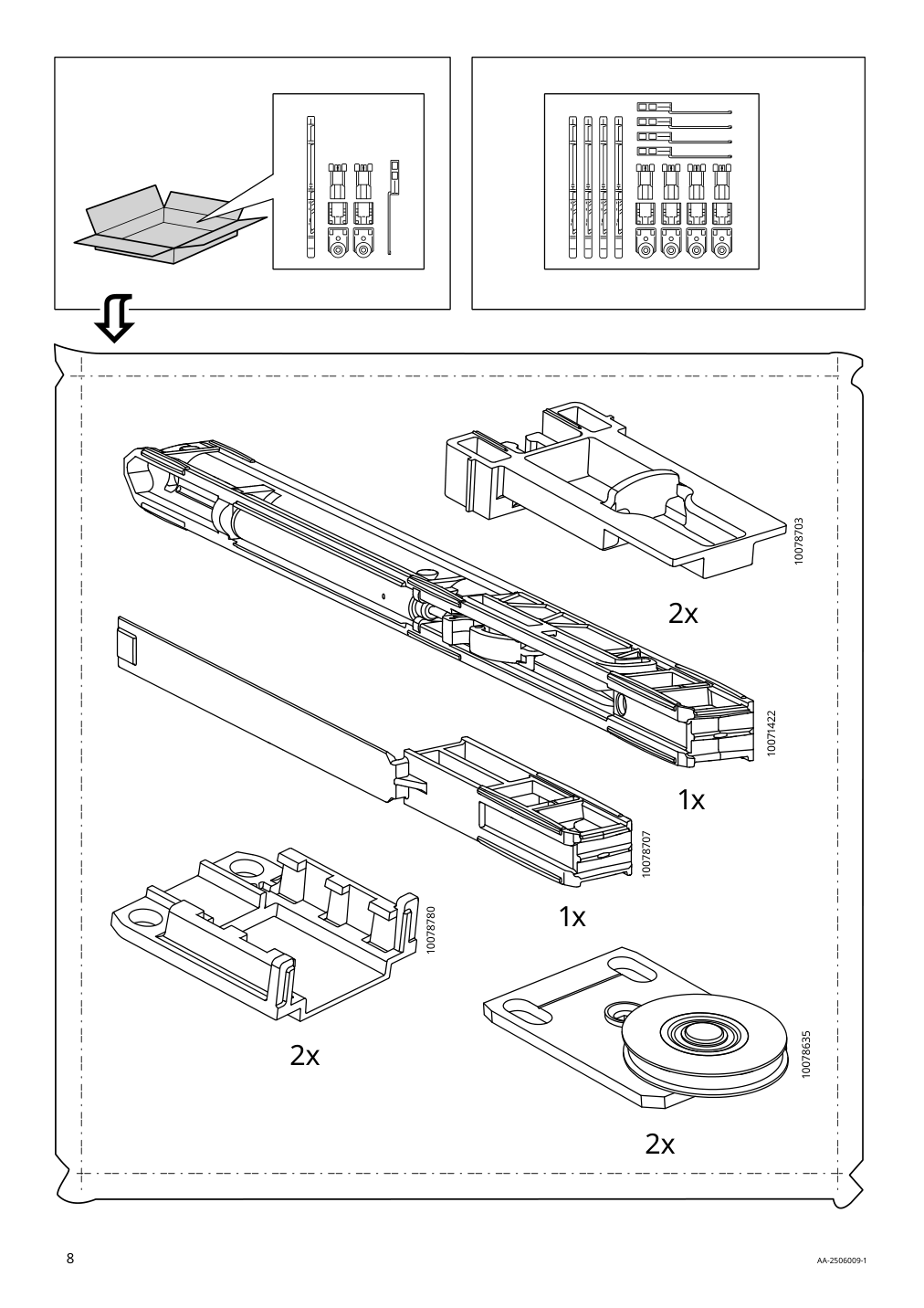 Assembly instructions for IKEA Skytta hardware pack for double track rail | Page 8 - IKEA SKYTTA / AURDAL reach-in wardrobe with sliding door 295.282.18