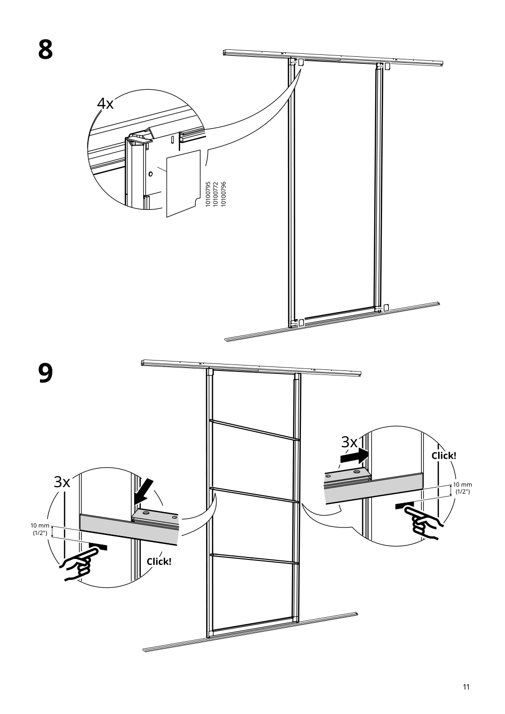 Assembly instructions for IKEA Skytta sliding door frame aluminum | Page 11 - IKEA SKYTTA / BOAXEL walk-in wardrobe with sliding doors 995.161.08