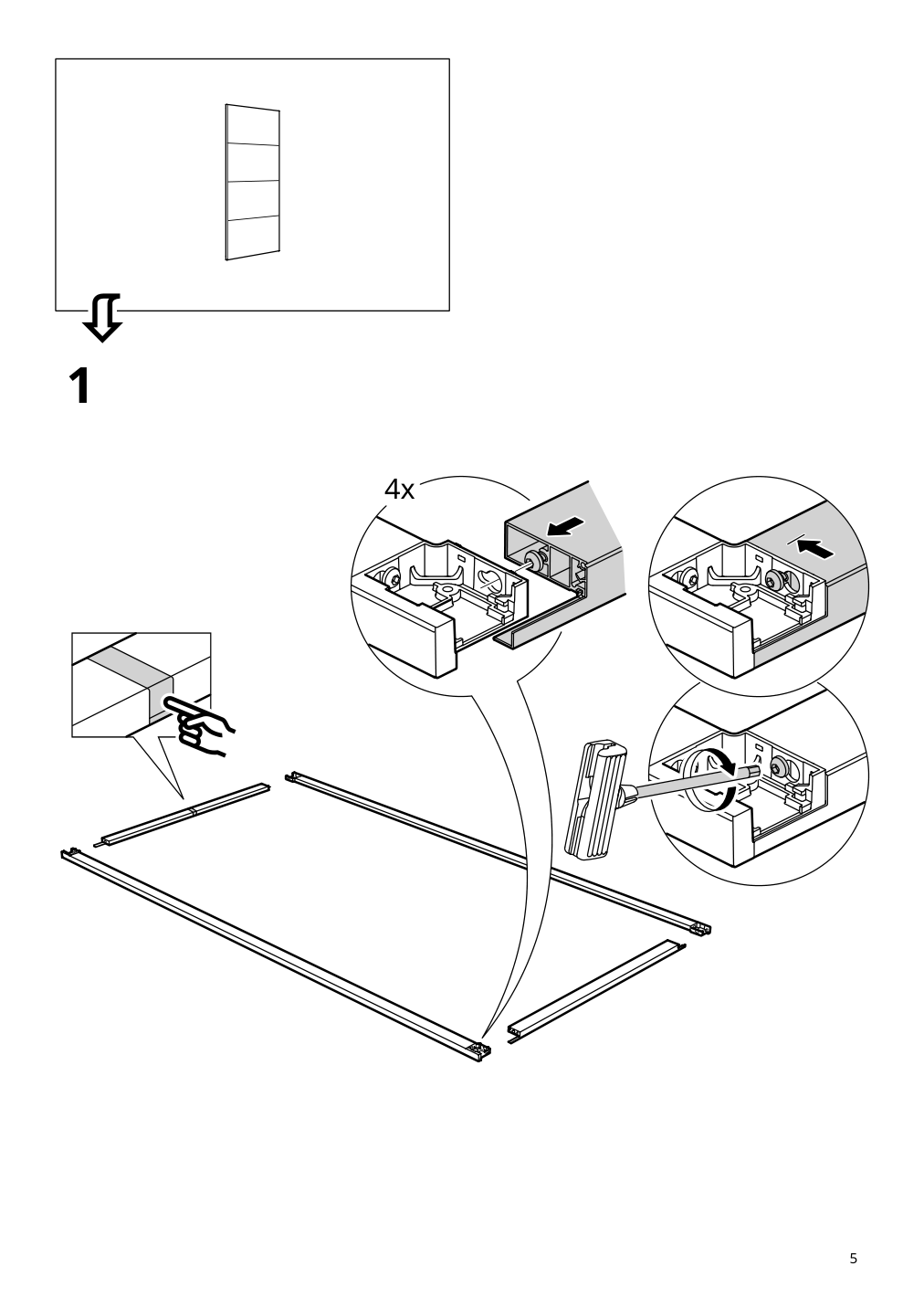 Assembly instructions for IKEA Skytta sliding door frame aluminum | Page 5 - IKEA SKYTTA / BOAXEL walk-in wardrobe with sliding doors 995.161.08