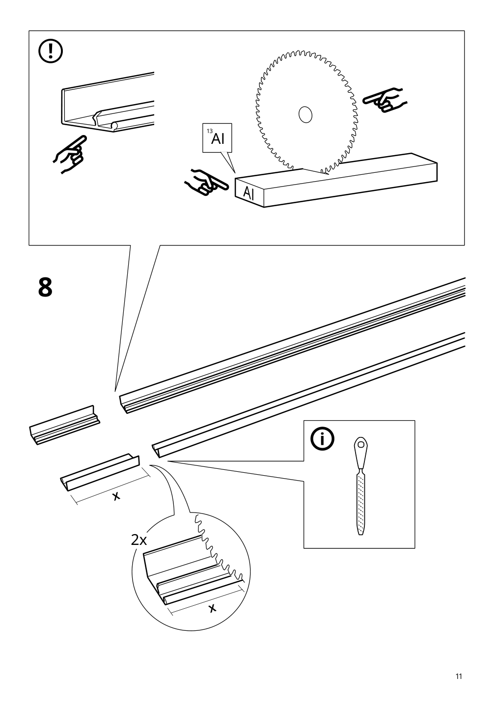 Assembly instructions for IKEA Skytta sliding door frame aluminum | Page 11 - IKEA SKYTTA / BOAXEL walk-in wardrobe with sliding doors 995.161.08