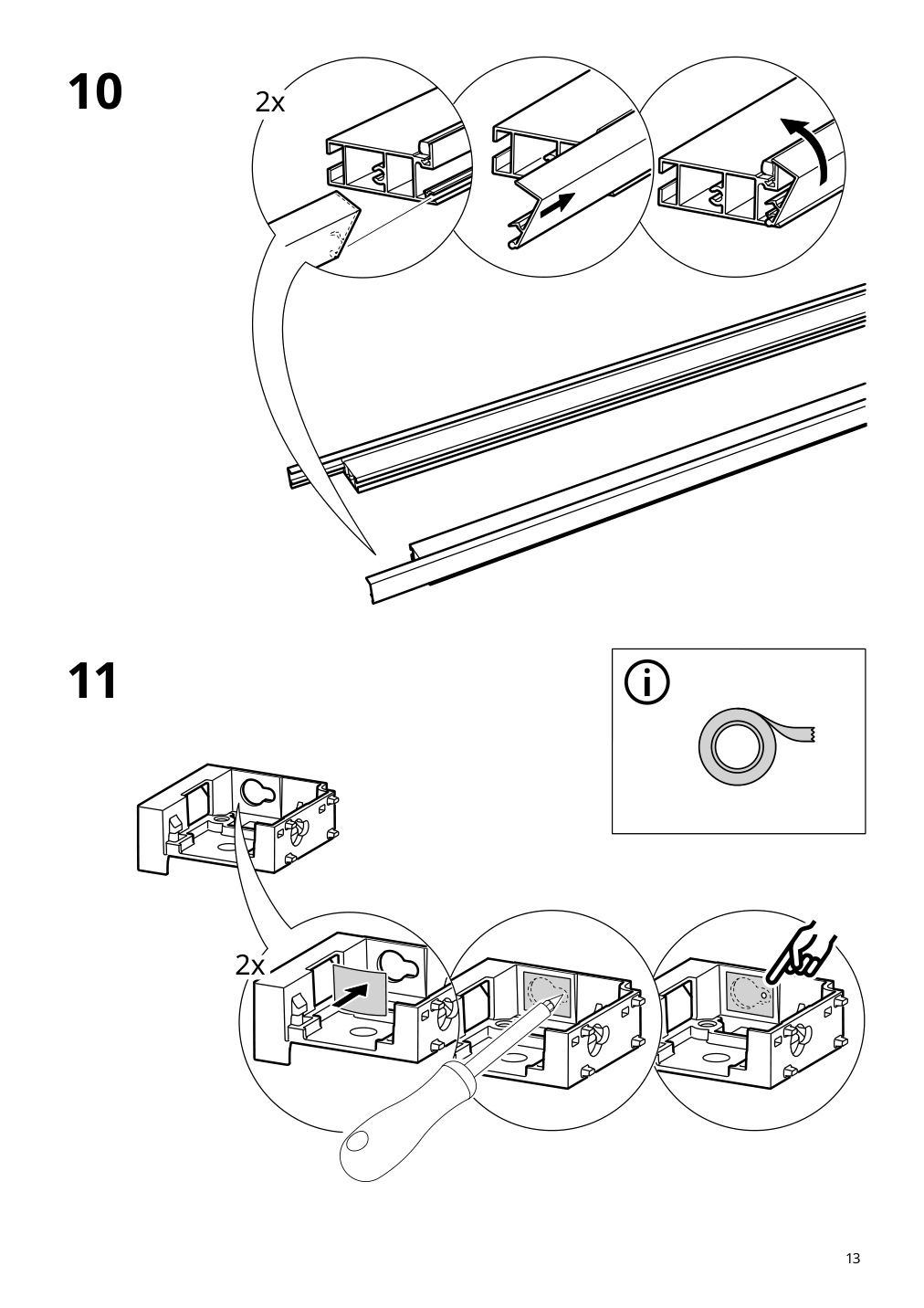 Assembly instructions for IKEA Skytta sliding door frame aluminum | Page 13 - IKEA SKYTTA / BOAXEL walk-in wardrobe with sliding doors 995.161.08