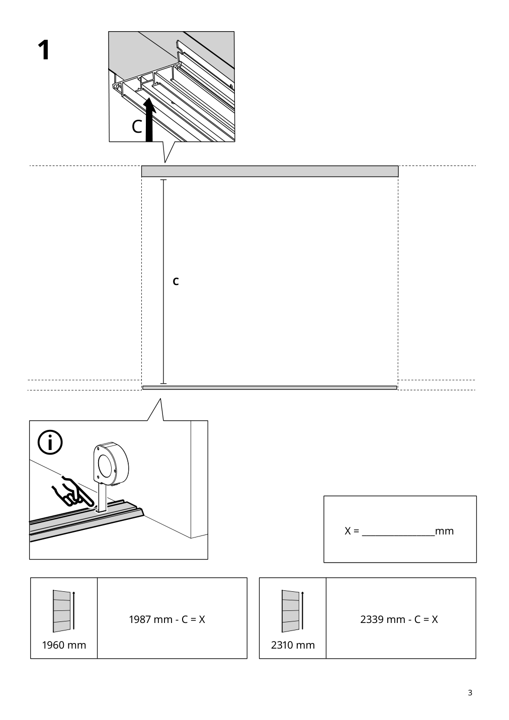 Assembly instructions for IKEA Skytta sliding door frame aluminum | Page 3 - IKEA SKYTTA / BOAXEL walk-in wardrobe with sliding doors 995.161.08