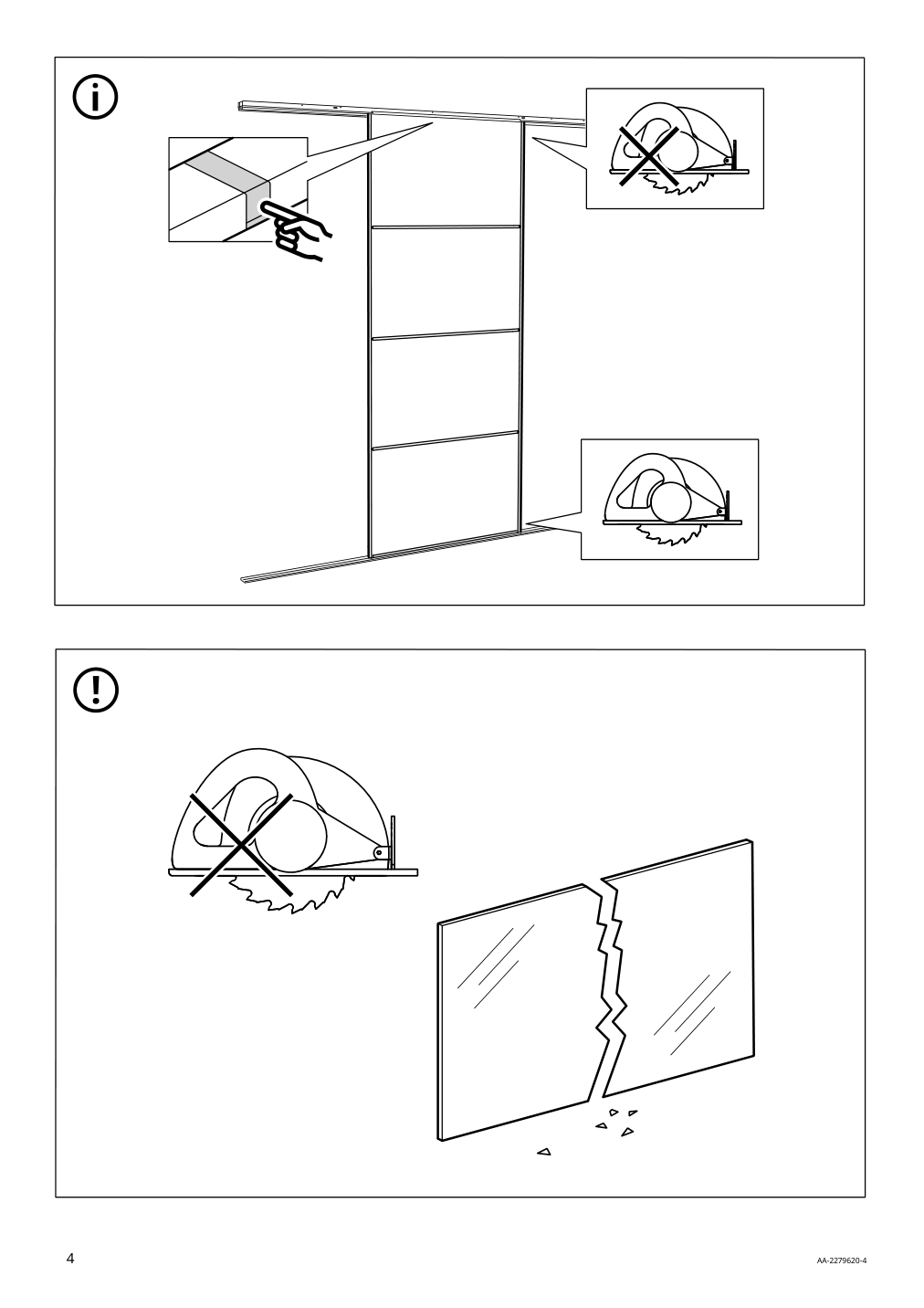 Assembly instructions for IKEA Skytta sliding door frame aluminum | Page 4 - IKEA SKYTTA / BOAXEL walk-in wardrobe with sliding doors 995.161.08