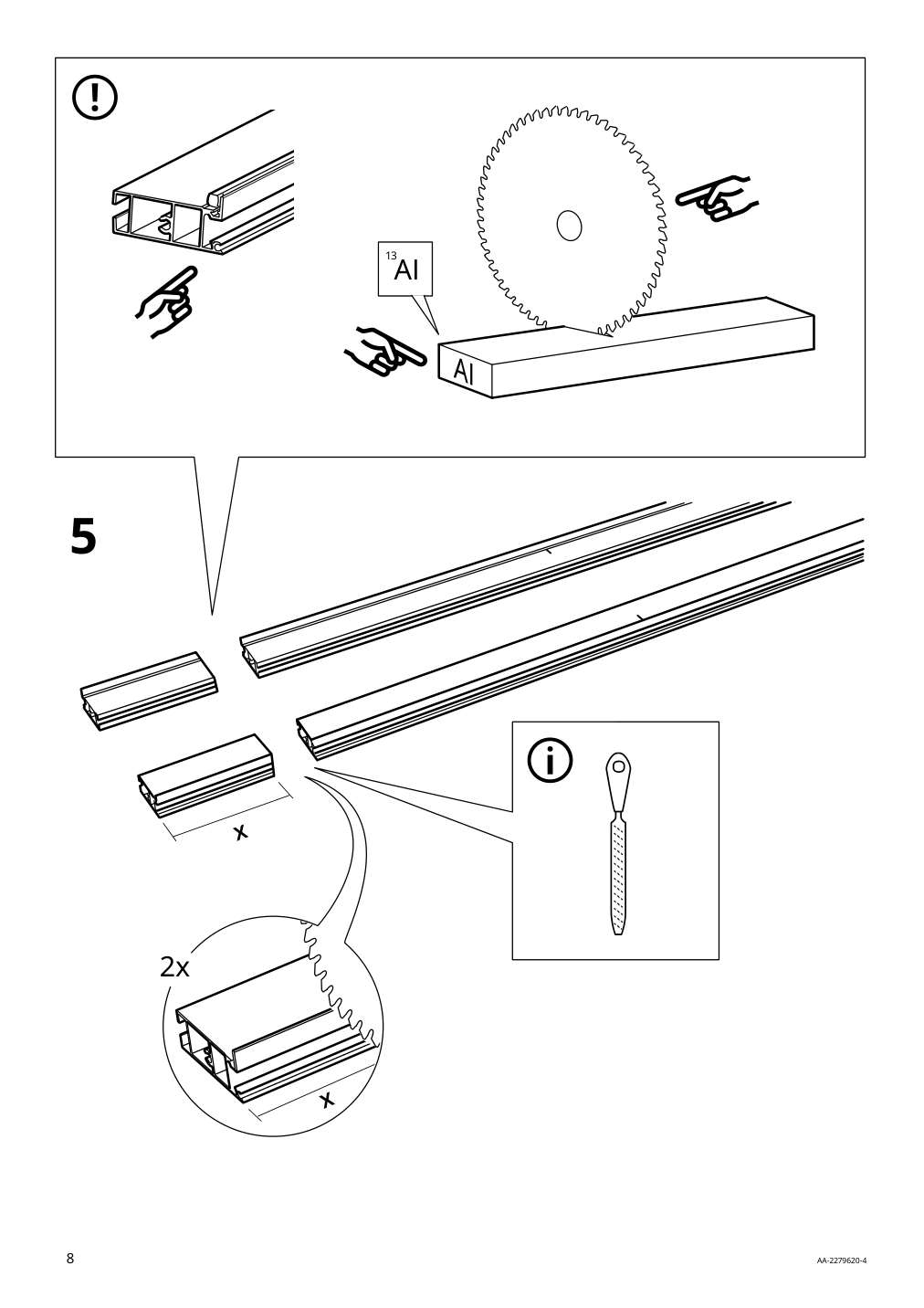 Assembly instructions for IKEA Skytta sliding door frame aluminum | Page 8 - IKEA SKYTTA / BOAXEL walk-in wardrobe with sliding doors 995.161.08