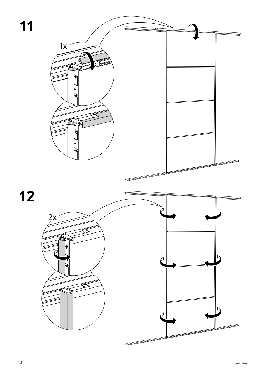 Assembly instructions for IKEA Skytta sliding door frame white | Page 14 - IKEA SKYTTA / AURDAL walk-in wardrobe with sliding doors 795.147.37