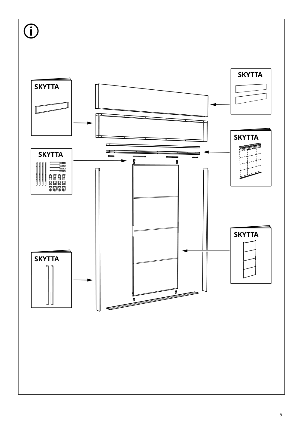 Assembly instructions for IKEA Skytta sliding door frame white | Page 5 - IKEA SKYTTA / AURDAL walk-in wardrobe with sliding doors 795.147.37