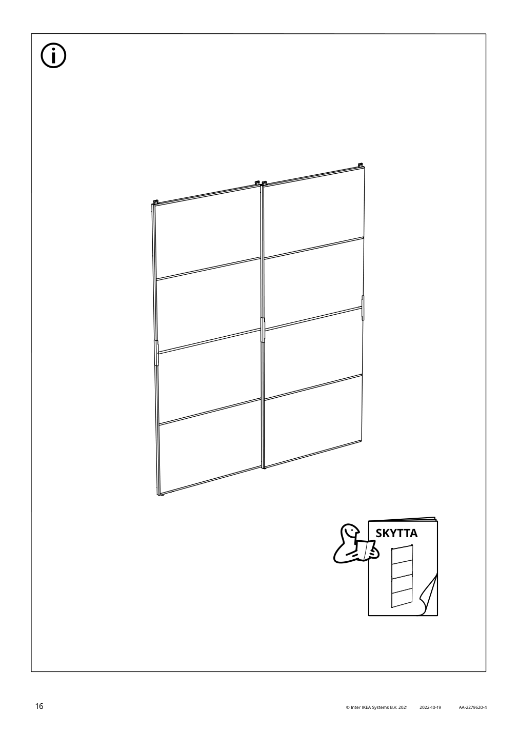 Assembly instructions for IKEA Skytta sliding door frame black | Page 16 - IKEA SKYTTA / AURDAL reach-in wardrobe with sliding door 695.525.36