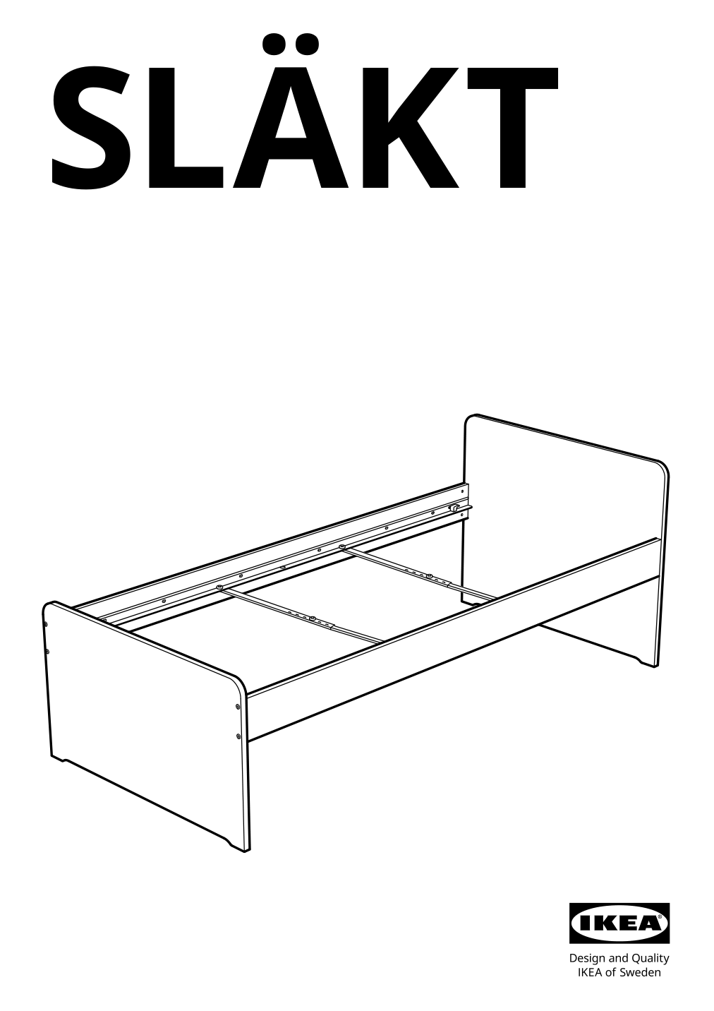 Assembly instructions for IKEA Slaekt bed frame white | Page 1 - IKEA SLÄKT bed frame with slatted bed base 792.277.55