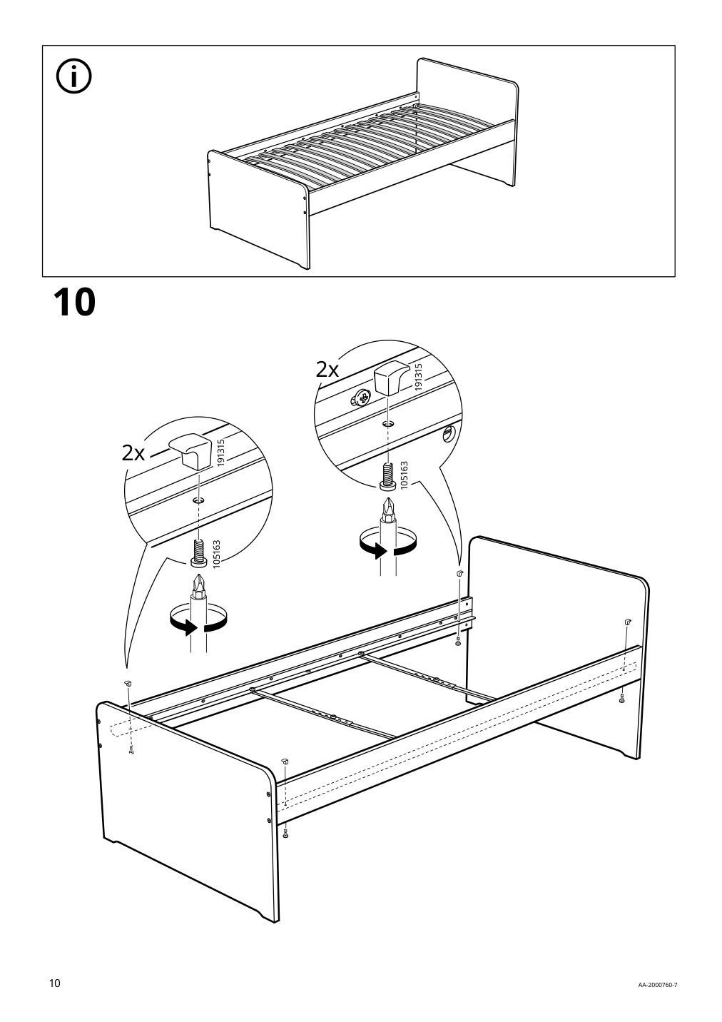 Assembly instructions for IKEA Slaekt bed frame white | Page 10 - IKEA SLÄKT bed frame with slatted bed base 792.277.55