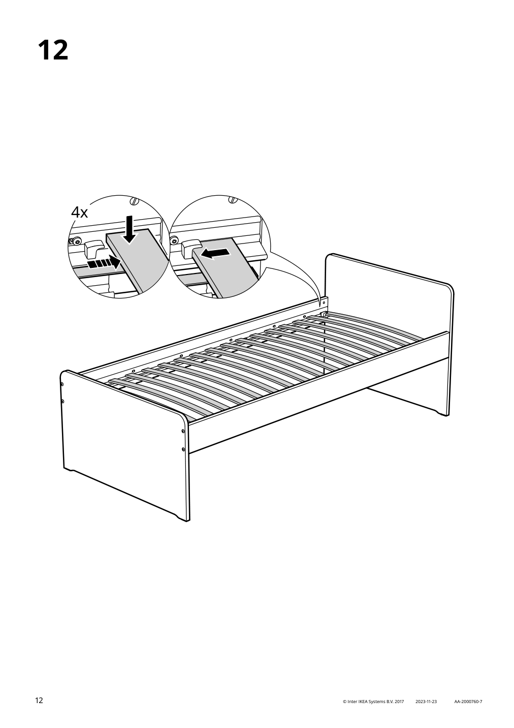 Assembly instructions for IKEA Slaekt bed frame white | Page 12 - IKEA SLÄKT bed frame with slatted bed base 792.277.55