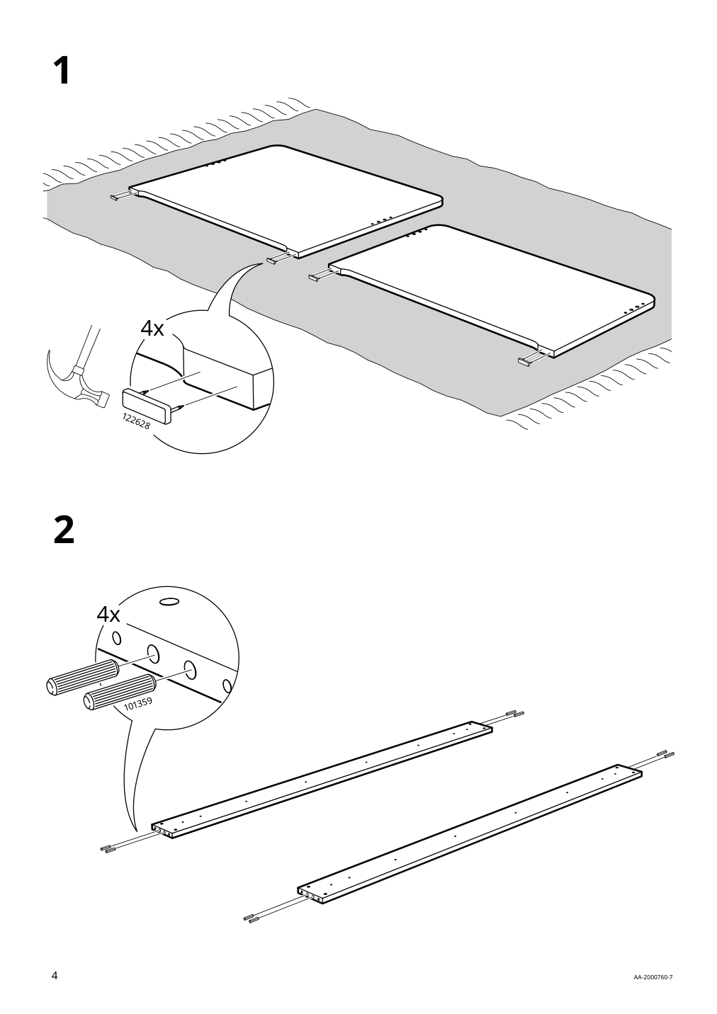 Assembly instructions for IKEA Slaekt bed frame white | Page 4 - IKEA SLÄKT bed frame with slatted bed base 792.277.55