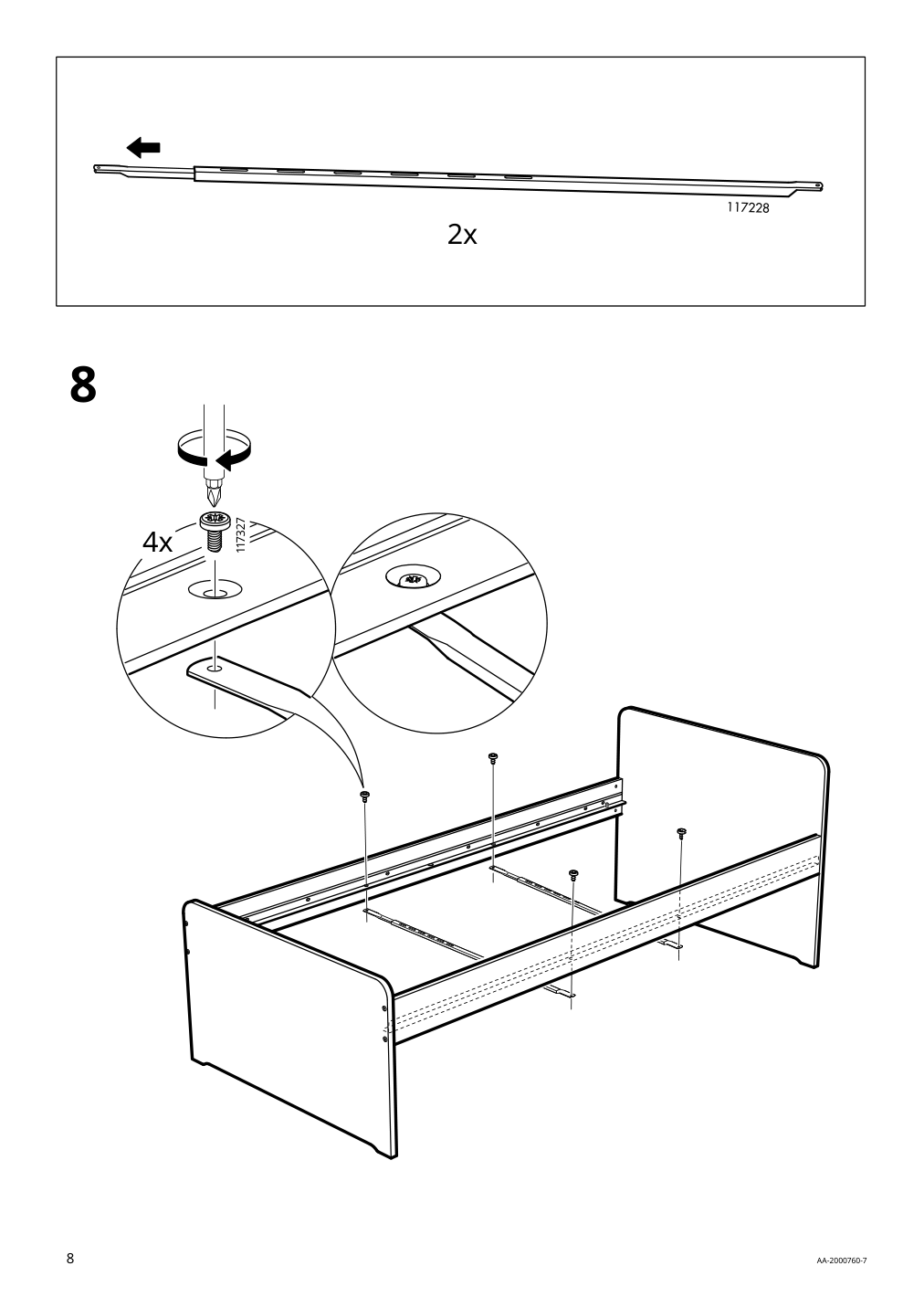 Assembly instructions for IKEA Slaekt bed frame white | Page 8 - IKEA SLÄKT bed frame with slatted bed base 792.277.55