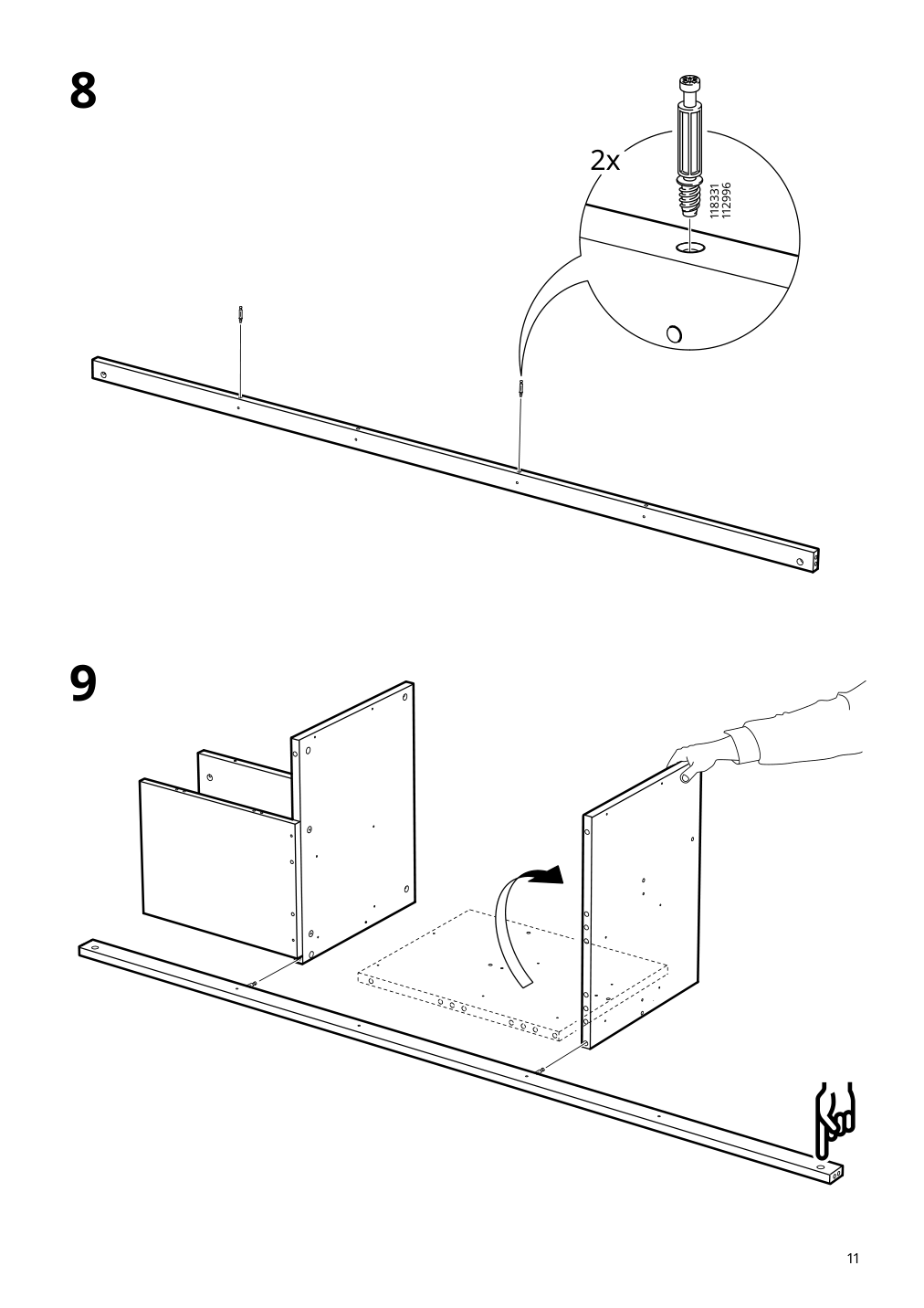 Assembly instructions for IKEA Slaekt bed frame with storage white | Page 11 - IKEA SLÄKT bed frame w/storage+slatted bedbase 292.919.56