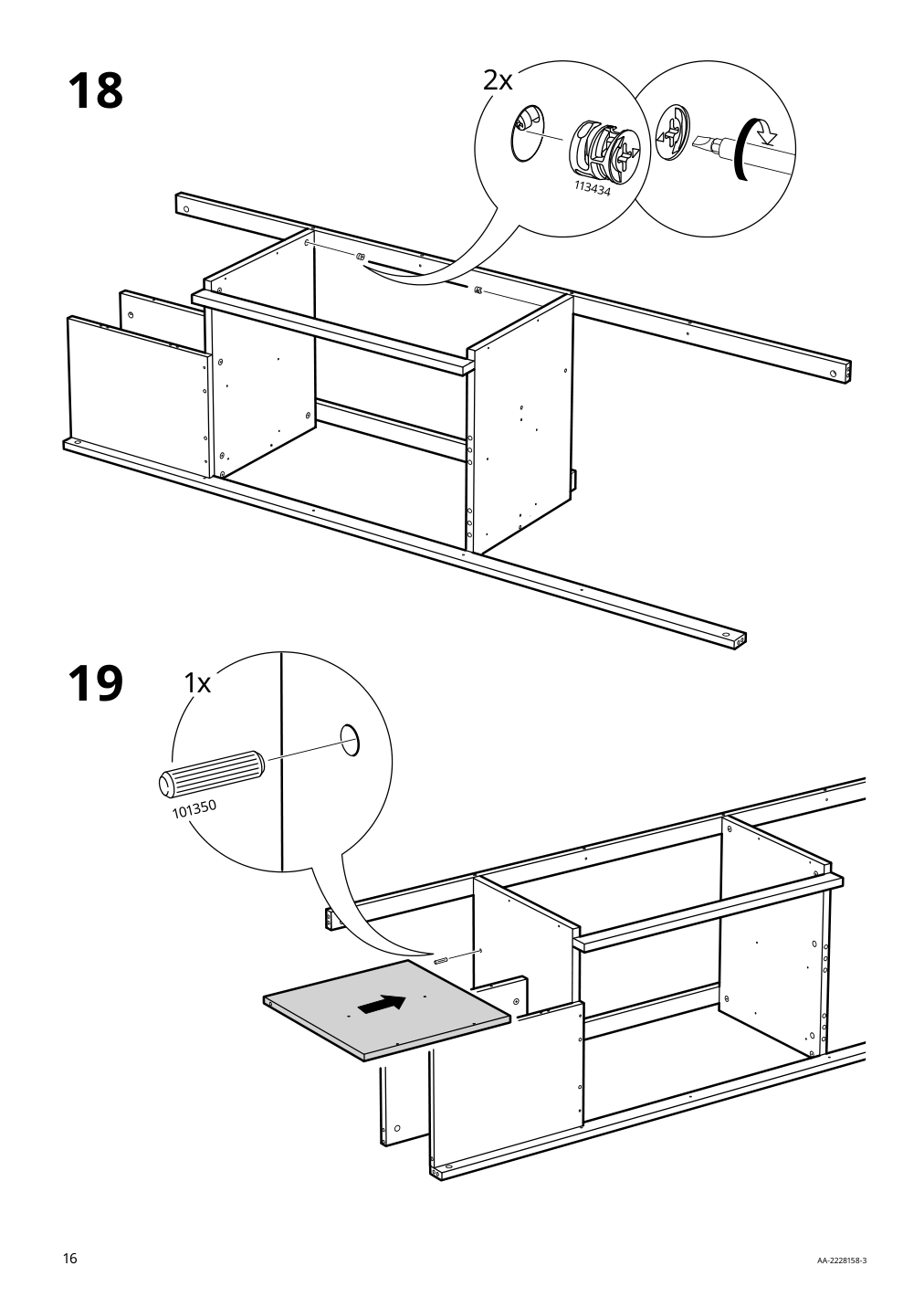 Assembly instructions for IKEA Slaekt bed frame with storage white | Page 16 - IKEA SLÄKT bed frame w/storage+slatted bedbase 292.919.56