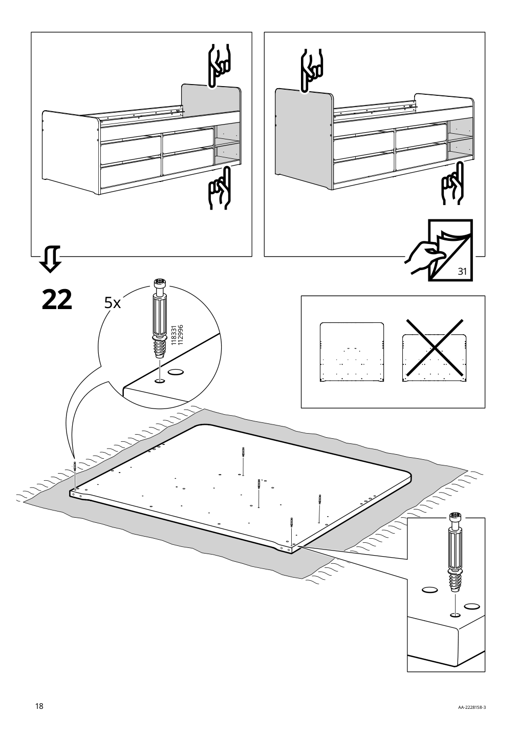 Assembly instructions for IKEA Slaekt bed frame with storage white | Page 18 - IKEA SLÄKT bed frame w/storage+slatted bedbase 292.919.56