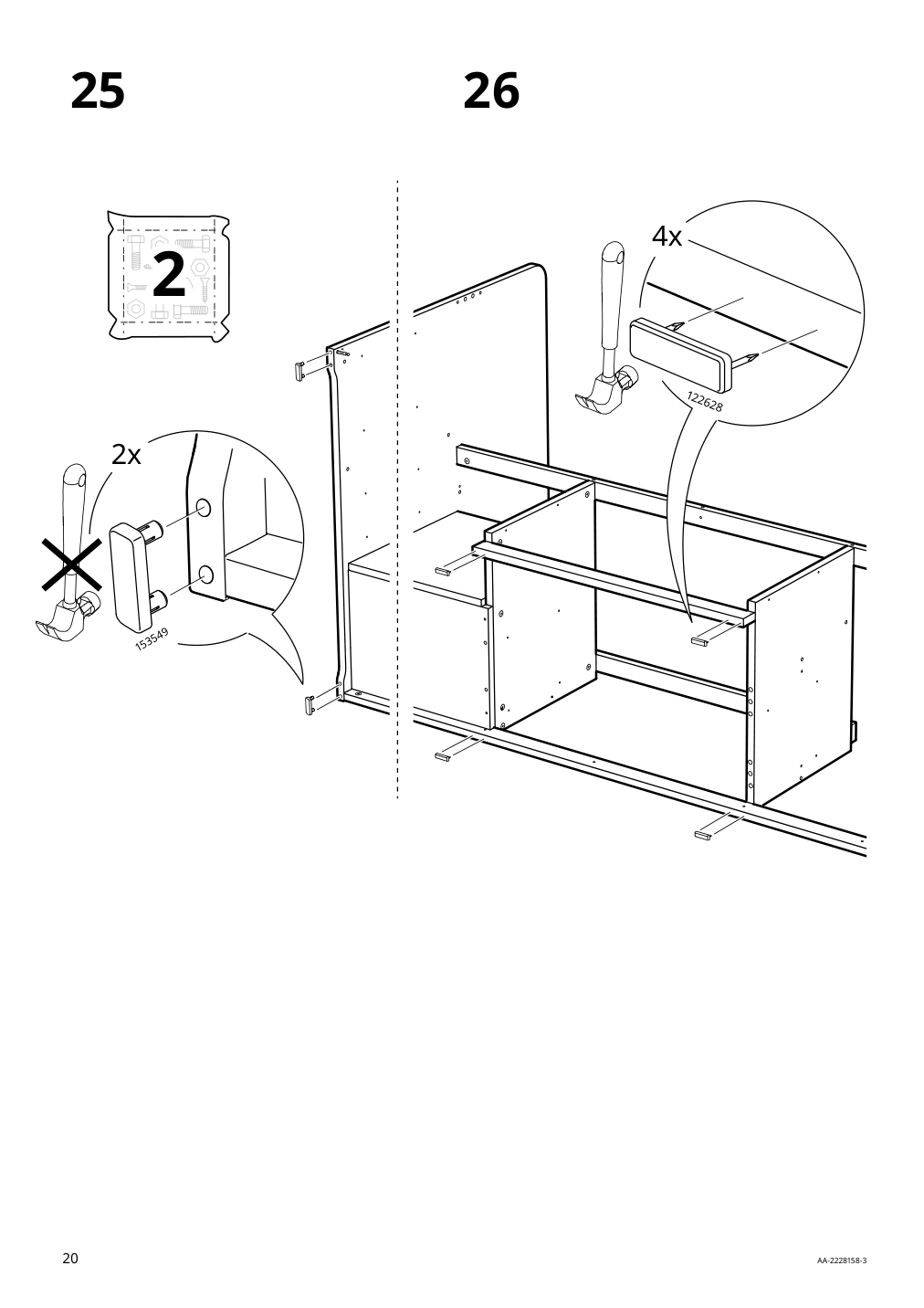 Assembly instructions for IKEA Slaekt bed frame with storage white | Page 20 - IKEA SLÄKT bed frame w/storage+slatted bedbase 292.919.56